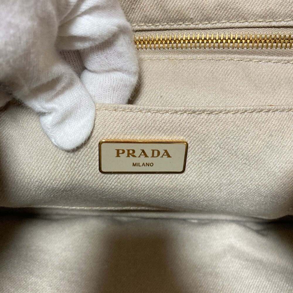 PRADA Canapa Denim Tote Bag B1877B Beige Women's - Picture 11 of 15